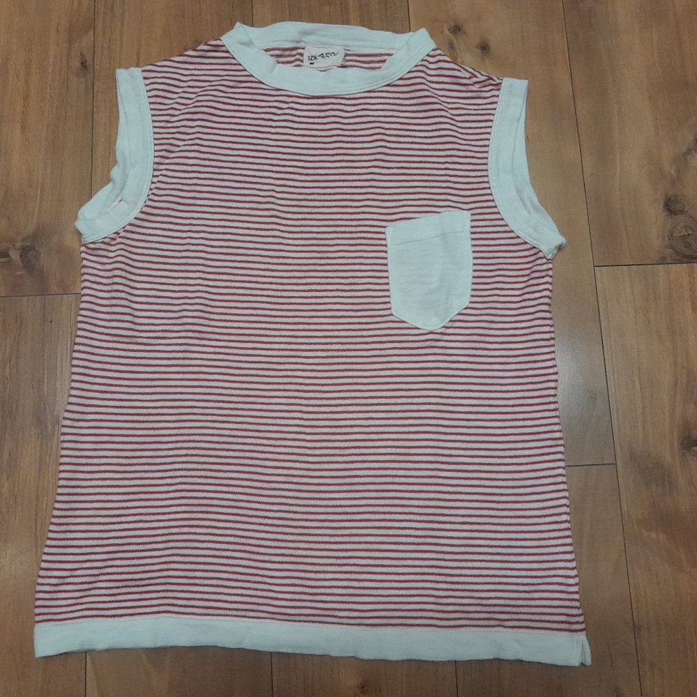 SDL 45R/45RPM Gauze Cotton Striped Sleeveless Knit Top Made In Japan